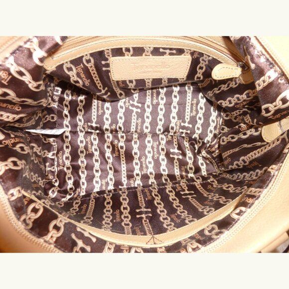 TIGNANELLO TAN LEATHER SHOULDER/SATCHEL HANDBAG, SILVER TONE HARDWARE - Picture 7 of 7